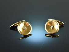 KLASSISCHE MANSCHETTENKNÖPFE MIT ALTSCHLIFF DIAMANTEN AUS GELB GOLD 585 UM 1920