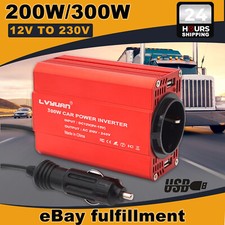 Auto 200W 300W 12V auf 230V Spannungswandler Wechselrichter Inverter 2USB 