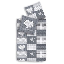 Biber-Bettwäsche - graphit - 135x200 cm Bettbezug Bettwäschegarnitur