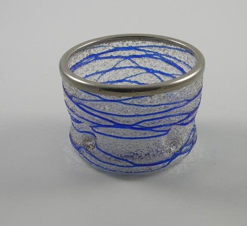 Vase glas blauer faden chrom - glas, chrom-