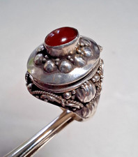 Ring Silber 925 Vintage Giftring aufklappbar orangener Karneol  Gr. 52 / 16,5 mm