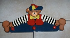 Kinder-Wandgarderobe, Garderobenhaken Clown, Holzgarderobe, Hakenleiste