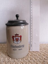 Kleiner Bierkrug m. Zinndeckel Fürstenberg Donaueschingen v. Gerz Made W. German