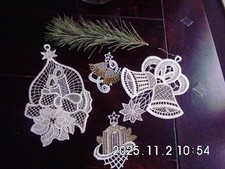 4 x Plauner Spitze Fensterschmuck