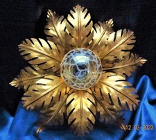 VINTAGE FLORENTINER PLAFONIERE DECKENLAMPE DECKENLEUCHTE BLATTGOLD 1 FLAMMIG
