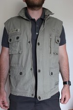 Lerros Weste Herren ärmellose Jacke Gr. XL Baumwolle beige/oliv auch für Angler