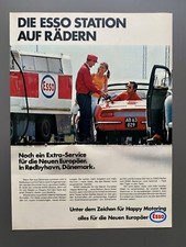 Esso Station auf Rädern Fiat 850 Spider Oldtimer 1970 Vintage Ad Werbung Reklame
