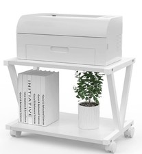 2-stufiger Druckerständer mit Rollen - organisieren unter Schreibtisch (geöffnet)