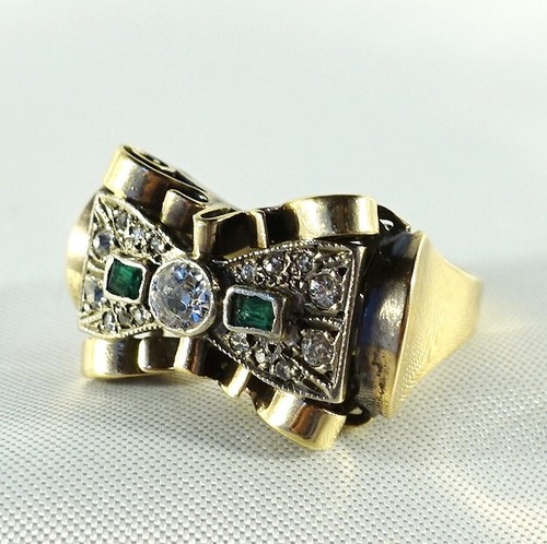Alter smaragd diamant ring 585 - alter,