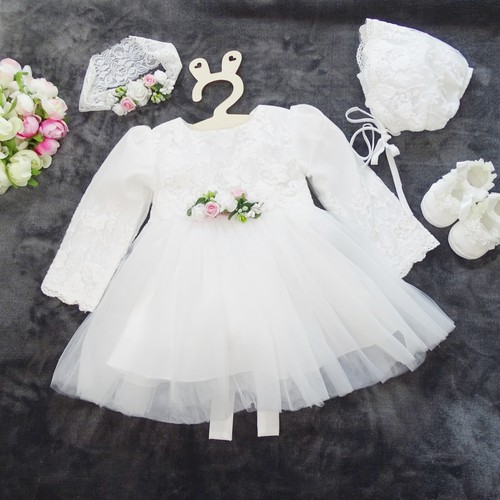 Taufkleid stirnband schuhe - taufkleid,