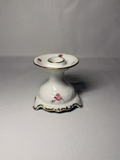 Schumann Arzberg Bavaria Kerzenhalter Porzellan weiß mit Rosen &Goldrand vintage