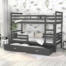 Hochbett 80x190 cm Etagenbett Kinderbett Bett Matratze Bettkasten JACKY Grau