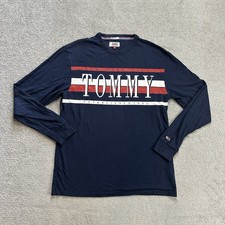 TOMMY HILFIGER Herren Pullover Sweatshirt Gr M T Shirt Langarm Logo 29719 Blau