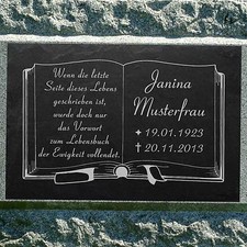 Buch-001 offenes Buch Bücher Grabsteine Urnengrab @GRAVUR IHRES TEXTES@ 30x20 cm