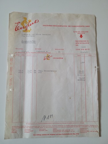 Rechnung englert lohr 1963 - englert,