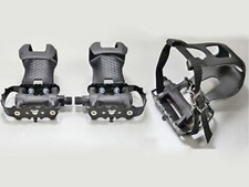 Singlespeed Fahrrad Pedale mit Schlaufen Aluminium Eloxiert komplett schwarz