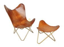 Butterfly Chair Tan Leder