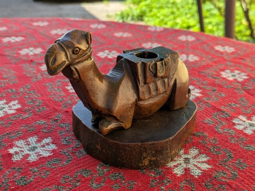Antique hand carved wood camel - antique,