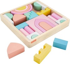 Fisher-Price Holz Kleinkind Spielzeug Schloss Block Set 28 Holzteile Stapeln Kleinkind
