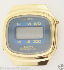 LONGINES QUARTZ CHRONOGRAPH - VERGOLDETE DIGITALUHR - 1970er JAHRE - WERK DEFEKT