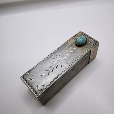 Jugendstil Lippenstifthalter  800 Silber Vintage Larimar Edelstein