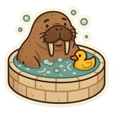 Walrus in Hot Tub 9x9cm Car