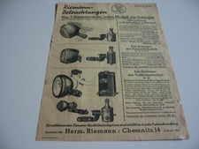 Werbung Riemann Beleuchtungen Saison 1934 Lampe Fahrrad Dynamo Scheinwerfer