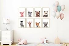 Safari Dschungel Wald Tiere Kinderzimmer Drucke Set Baby Kinderzimmer Wandkunst Dekor