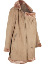 Umstands-Jacke mit Babyeinsatz Hellbraun Damen Schwangerschafts-Mantel Parka Neu