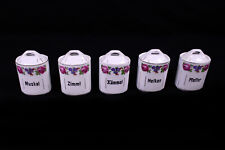 5 Stück Porzellan Vorratsdosen mit Deckel Gewürzbehälter Blumen Dekor Vintage