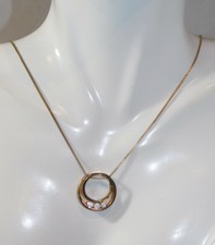 Schwebender Kreis CZ Stein Vergoldet 925 Sterlingsilber 18" Halskette 1k 39