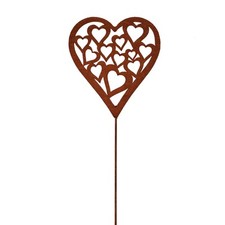 UNUS® Gartenstecker Herz mit Herzmuster Roststecker Gartendeko Edelrost Metall