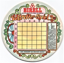 SCHWEIZ BIERDECKEL BIRELL BIER VOLLTREFFER SPIEL ORIG. 50 JAHRE ALT