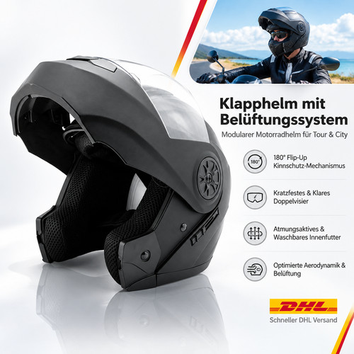 Klapphelm mattschwarz - klapphelm,