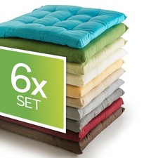 6er Set Sitzkissen Stuhlkissen Sitz & Stuhl Auflage Kissen mit Bändern 40x40 cm