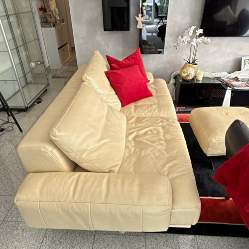 Ledersofa mit hocker - ledersofa,