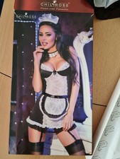 Chilirose Nachtwäsche Kostüm French Maid Gr 40 L 42 XL Schwarz Weiß Zimmermädche