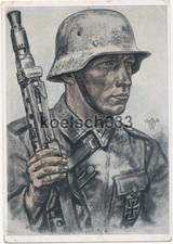 Willrich Postkarte Unsere Panzerwaffe - Ein Kradschütze - Maschinengewehr MG 34