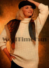 Strickmuster klassischer Pullover Pulli mit Zopfmuster.  Rollkragen.  DK Garn.