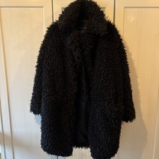 Zottelfell Mantel Schwarz