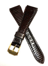 49.-€ RIOS 1931 LEDERBAND ECHT EIDECHSE 22MM VINTAGE-UHRENBAND BRAUN-GOLD