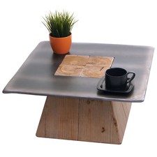 Couchtisch HWC-L76, Wohnzimmertisch, Industrial Massiv-Holz 60x60cm Metall-Optik