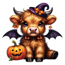 3x Halloween Highland cow car
