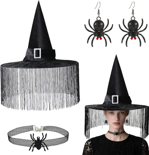 Schwarzer hexenhut mit gothic - hexenhut,