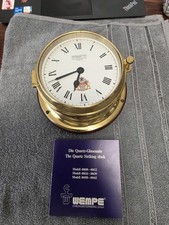 Wempe Hamburg Quartz Glasenuhr Schiffsuhr Ship’s Bell Clock Messing Baujahr 1989