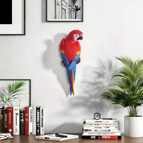 Roter papagei wanddeko - roter, 3d