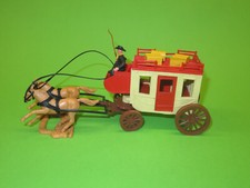 TIMPO TOYS seltene hellgelbe Postkutsche 2. Version dunkelbraune Achsen Räder