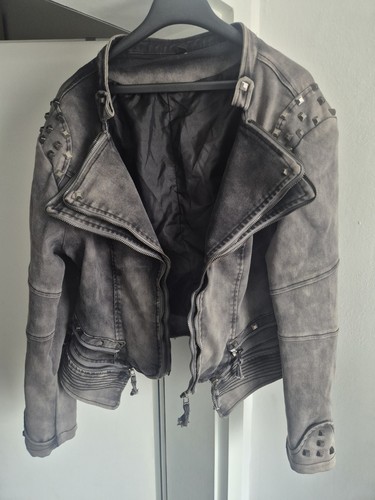 Graue jeansjacke nieten - jeansjacke,