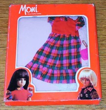 Panoplie Kleid rosa grün kariert + Tasche - Puppe MONY - URANIUM - 1979 Neu