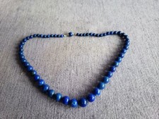 Lapislazuli Kette Collier geknotete verlaufend Kugel 750/18K weiß Gold Verschluß